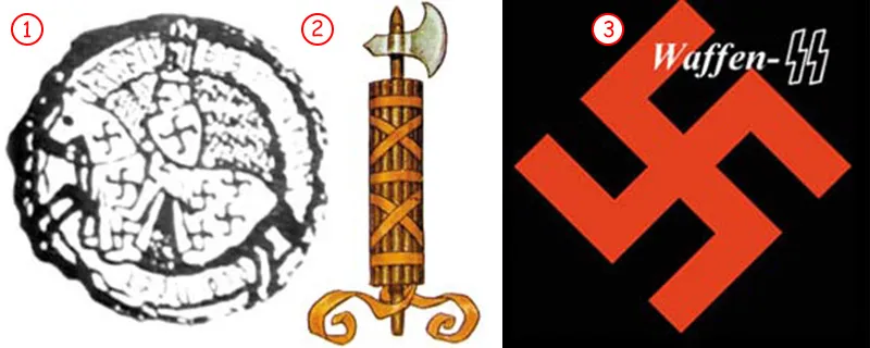 Faşizmin bütpərəst simvolları. Xristianlığı tərk edərək özünü bütpərəst inanclara həsr edən Libenfels svastikanı (qarmaqlı xaç) XX əsr Almaniyasında ilk dəfə is